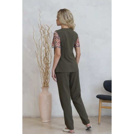 Female suit, size 42, green color-7