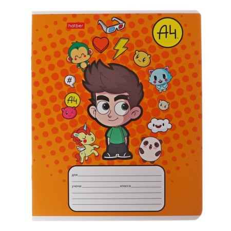 Notebook 12 sheets large cage "Funny kids", a beam coated cardboard, block 65g/m2, 5v mix-3