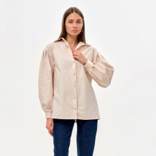 Women's shirt with voluminous sleeves Minaku: Casual Collection Milk color, rr 46