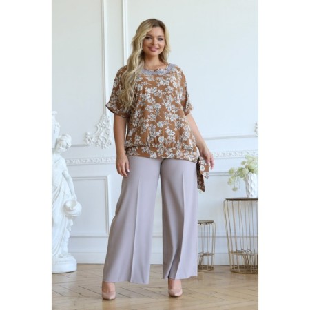 Female blouse, size 58, beige color-3