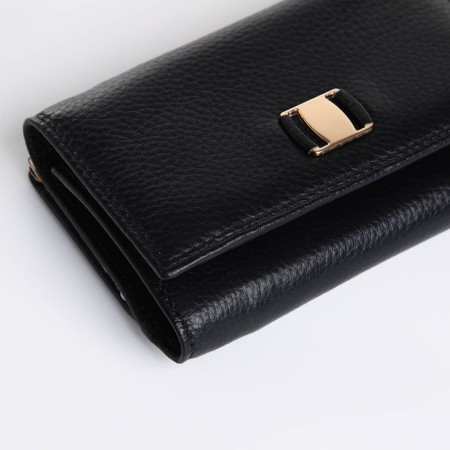 Women's wallet on the button, black color-2