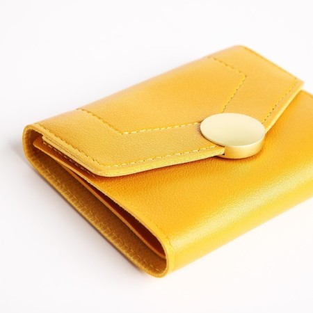 Women's wallet on the button, yellow color-2