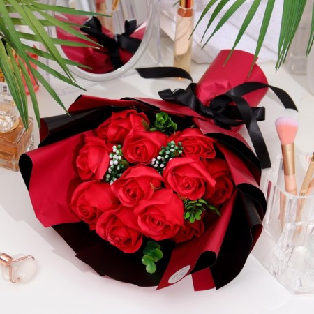 Exclusive bouquet of red soap roses, 11 pcs-1