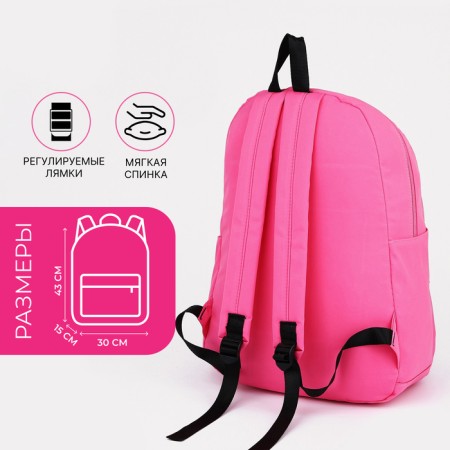Youth backpack from textiles, 2 parts on lightning, 3 pockets, raspberry color-1