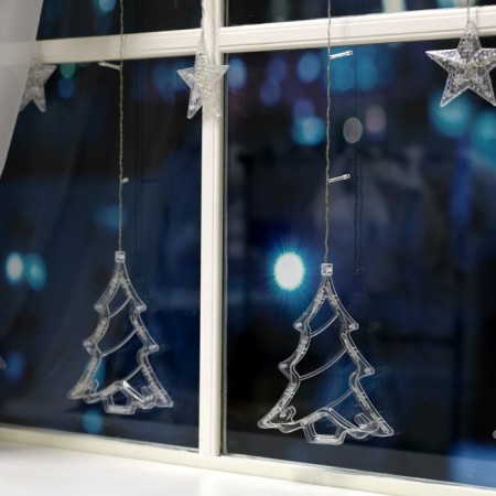Garland “fringe” 2.4 × 0.9 m with nozzles “Christmas tree”, ip20, transparent thread, 138 LED, glow warm white, 8 modes, 220 V-3