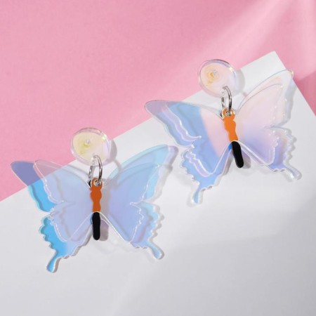 Acrylic earrings "radiance" butterflies, blue color-1