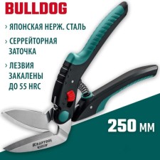 Technical scissors Kraftool bulldog, 2k handles, straight, multifunctional, 250 mm