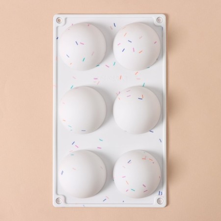 Konfinetta baking form “Figures. Hemisphere ”, silicone, 27.8 × 16.3 × 3.4 cm, 6 cells (D = 6.7 cm), white color-2