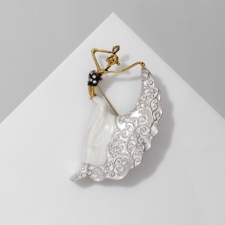 Brooch "Ballerina" Drama, gray color in black gold-3