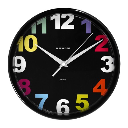 Watching clock, series: children's, "Rainbow numbers", D-23 cm, black rim-2