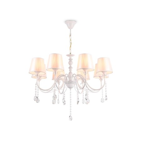 Suspended chandelier with lampshade and crystal Ambrella Light, Modern, TR4605, 8XE27, white color