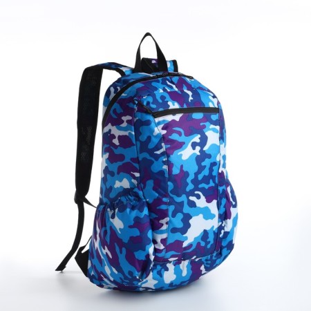 Waterproof backpack with lightning, 3 pockets, blue color-2