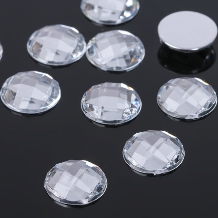 Flat adhesive rhinestones (set 10 pcs.), 14 mm, white color
