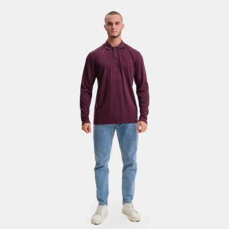 Male polo with long sleeve, burgundy color, size 48 (l)-2
