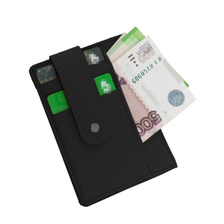 Cartholder, genuine leather, black 11x8x1 cm