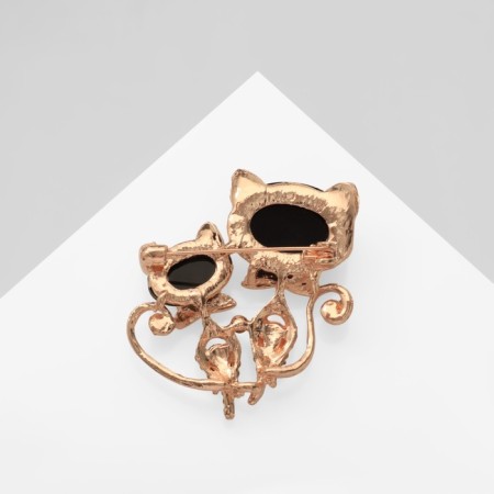Brooch "Galiotis" cats, in pink gold-2