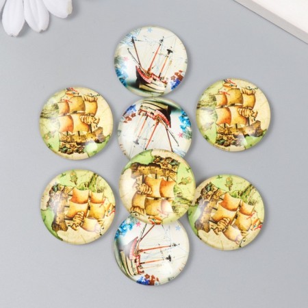 Decor (cabochon) for creativity glass "ship" mix d = 3 cm