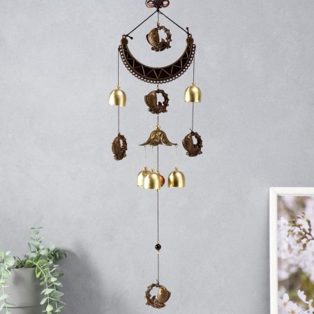 Wind music metal, plastic "Carp and necklace" 5 bells 64 cm