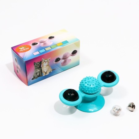 A toy-vaguine on a suction cup for cats, with cat mint, 2 compartments, turquoise-6