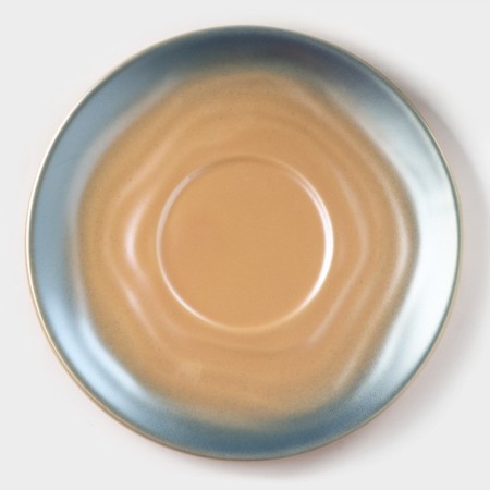 Tea couple ceramic “magic”, 3 objects: 260 ml mug, saucer d = 15.8 cm, spoon h = 14 cm, color-blue color-2