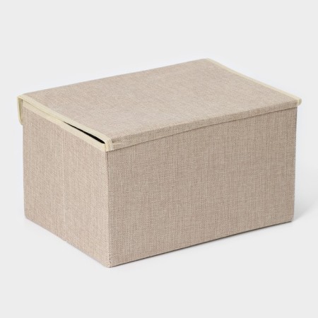Stelly box for storage with lid LadoM "Francesca", 33 × 24 × 18.5 cm, beige color-2
