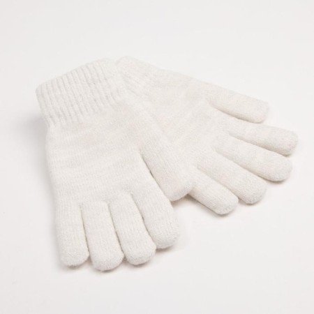 Gloves female two -layer minku plain, size 6.5, white color-1