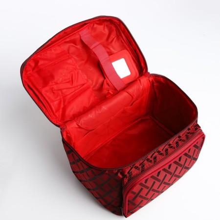 Cosmetic bag with a zipper, with a mirror, burgundy color-2