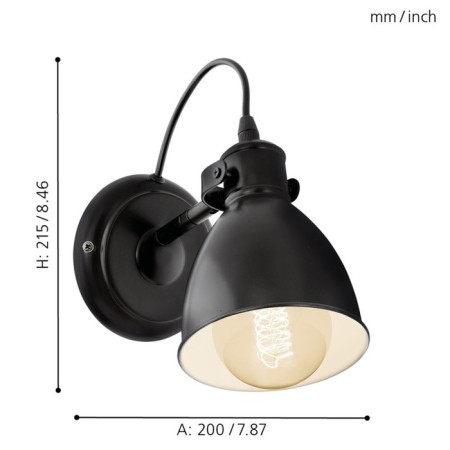 Bra Priddy 1x40W E27, black 13x13x21.5 cm-2