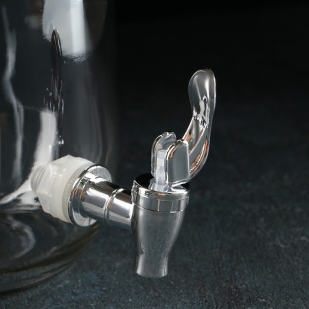 Glass jug “all the power in beer”, 3 l, with a pressure crane, with a handle holder, in a box-5