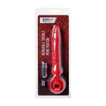 Penis for a penis with vibration Black & Red by Toyfa, silicone, red color, 24 cm
