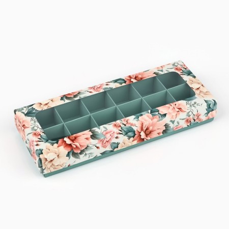 Folding box under 12 sweets "Flowers", 3.8 x 10.5 x 26.5 cm