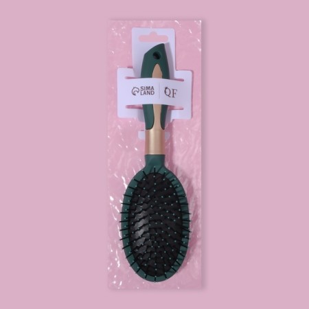 The comb massage, rubberized handle, 7 × 25 cm, green/golden color-3