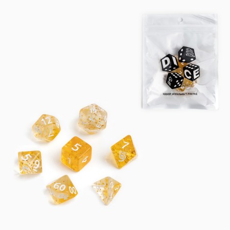 Cubes set for D&D (Dungeons and Dragons, DND) "Game time", Series: D&D, 7 pcs, yellow