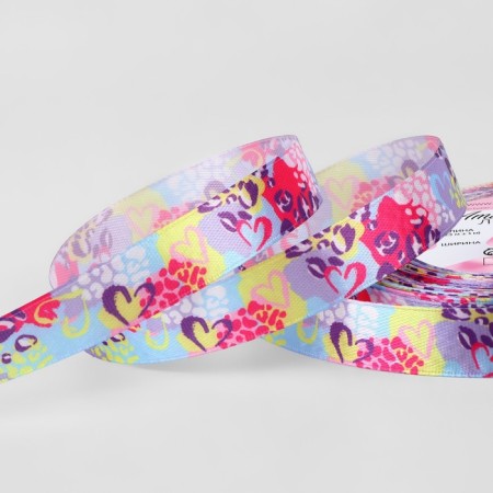 Satin tape "Color Leopard", 15 mm, 23 ± 1 m, multi -colored