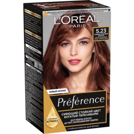 Hair dye l’Oreal Preference Recital "Dark Pink Gold", tone 5.21, light brown-pink-perlamur