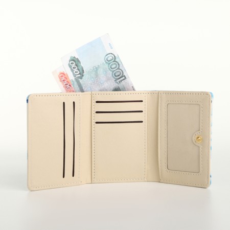 Women's wallet on the button, blue color-4