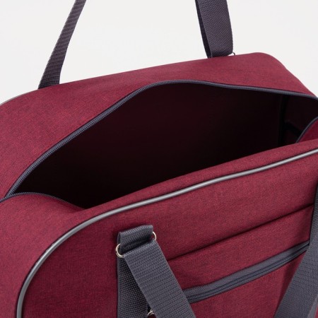 Road bag with lightning, external pocket, suitcase holder, burgundy color-2