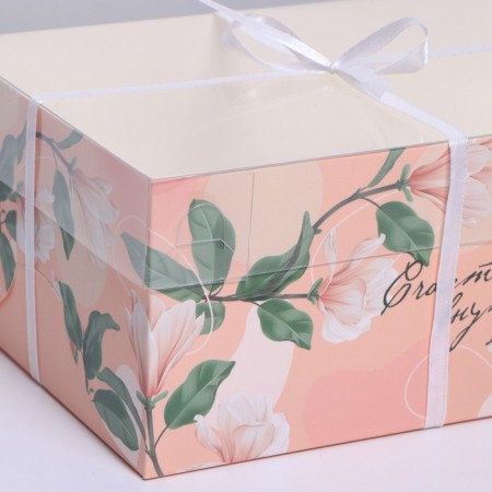 Capcake box, confectionery packaging, 6 cells "Happiness inside", 23 x 16 x 10 cm-2