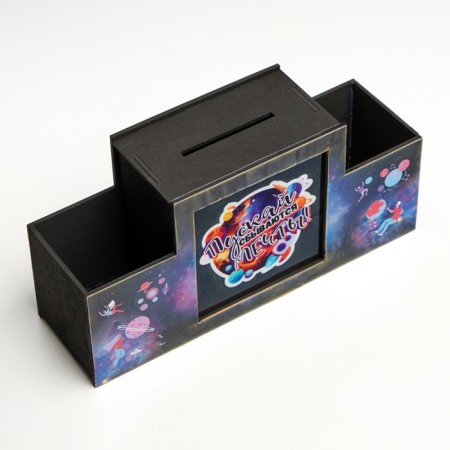 Organizer for the office with a piggy bank "Let dreams come true!" 28x8.5x14 cm-1