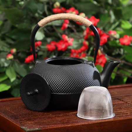 The kettle of the cast -iron shade "Eastern Night", 1.6 liters, with sieve, black color