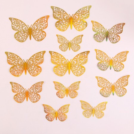 Set for decorating "Butterflies", 12 pieces, holography, color gold