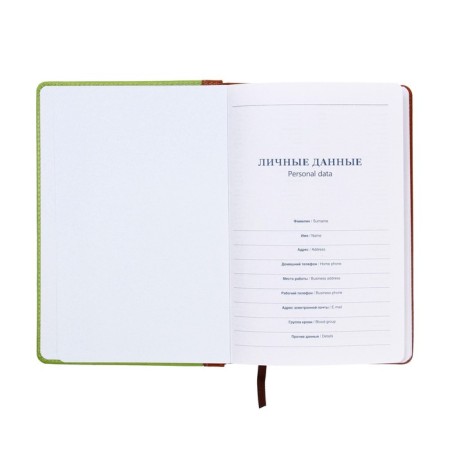 The diary is low, PVC cover, A5 format, 140 sheets in a cage, with pockets, mix-4