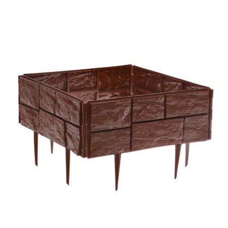 Decorative fence, 24 × 177.5 cm, 5 sections, plastic, dark brown, "stone"-8