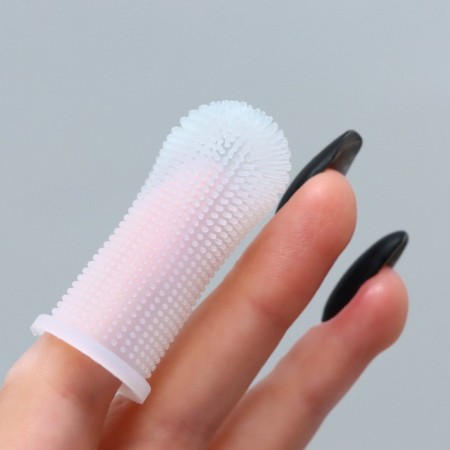 Brush for brushing animal teeth, 5.5 x 2.5 cm, white, container 7 x 4 cm-1