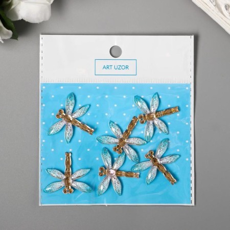 Decor for creativity plastic "Dragonfly with blue wings" 2.7x3.2 cm-2