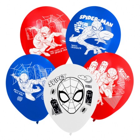 Airy ball "Super Hero", 12 inch, latex, 5 pieces, spider-man-2