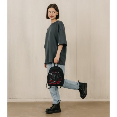 Backpack School Textile Aesthetic, 27x10x23 cm-10