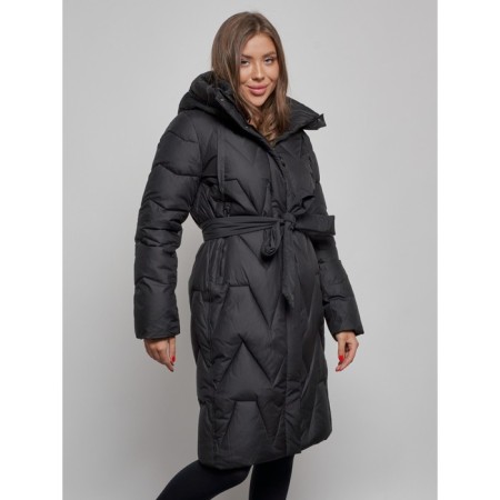 Coat insulated winter female, size 46, black color-8