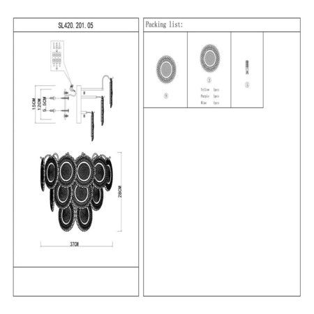 Sconces st. SL420.201.05. Coneli. 5x5 W, G9, 4000K, 975 LM, 37x28 cm, golden color-6