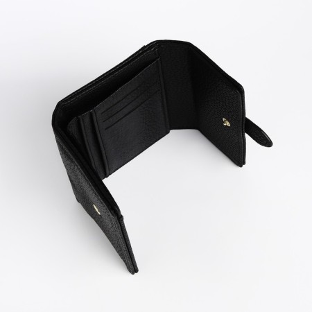 Women's wallet on the button, black color-3